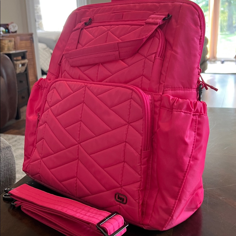 Lug Magenta Canter Quilted Backpack, crossbody and tote. - Picture 2 of 9